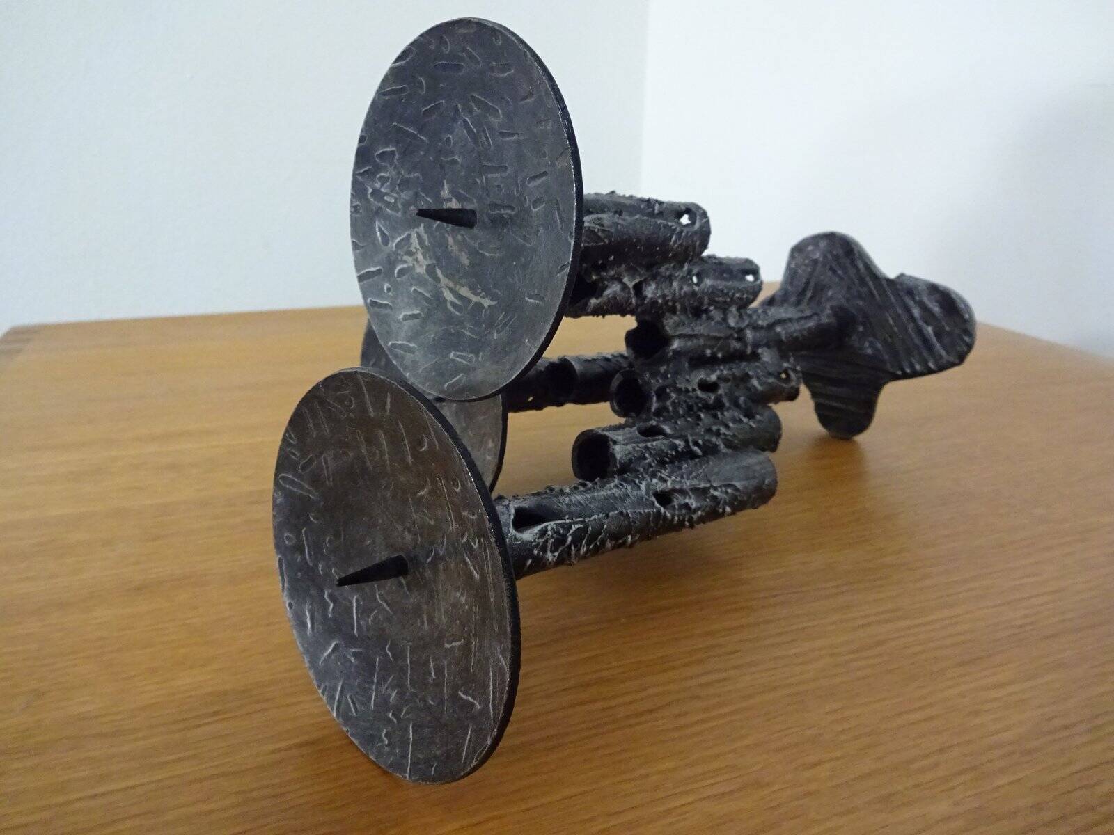 Brutalist Iron Candleholder, 1960s