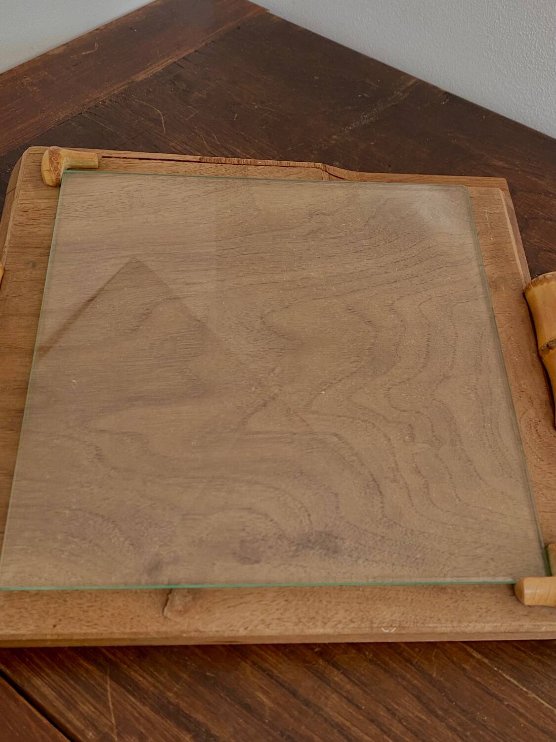 Wooden and bamboo glazed tray