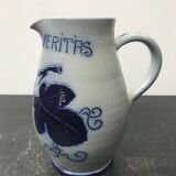 Former betschdorf pitcher blue sandstone enamelled decor vintage vines