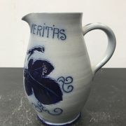 Ancien pichet betschdorf grès bleu émaillé décor vignes vintage