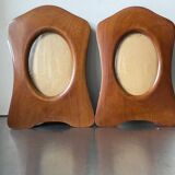 Pair of antique  identical art deco mahogany wooden frames measurements each  25 cm x 17.5 cm  convex glasses