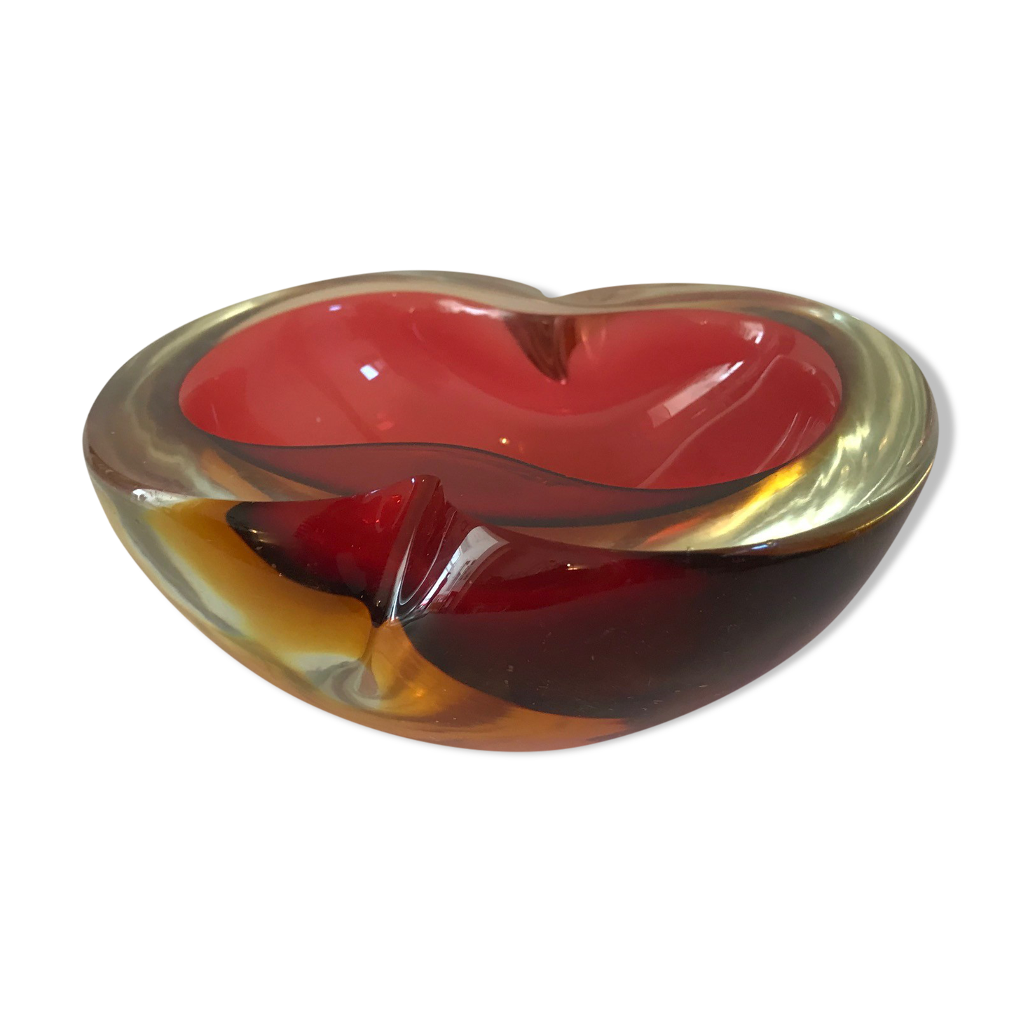 Ashtray sommerso red doubled yellow