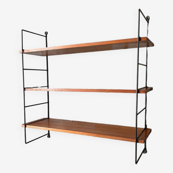 Vintage teak and metal shelf from the 60s