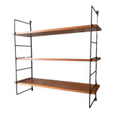 Étagère vintage en teck et métal années 60