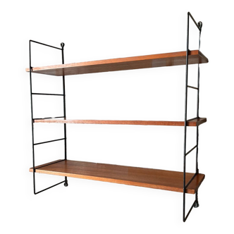 Vintage teak and metal shelf from the 60s