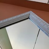 Antique mirror with gray wooden frame