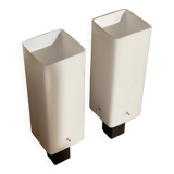 Pair of opaline and metal wall lights 1950