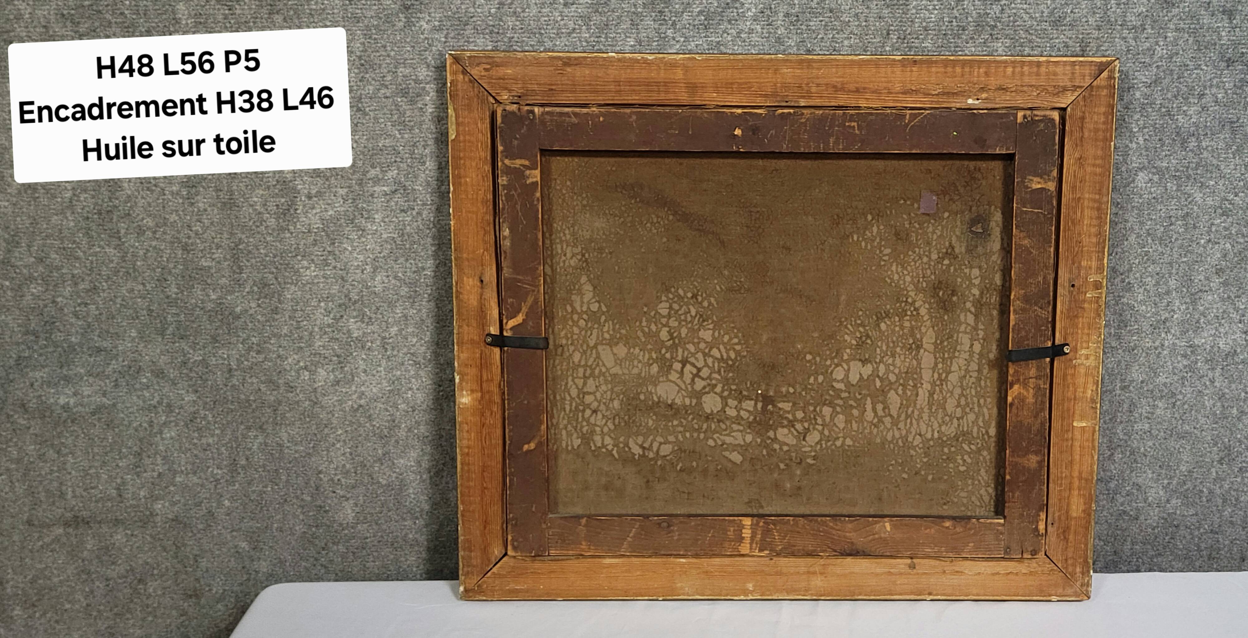 HC Darn (N°2) : Huile sur toile représentant un paysage de campagne animé