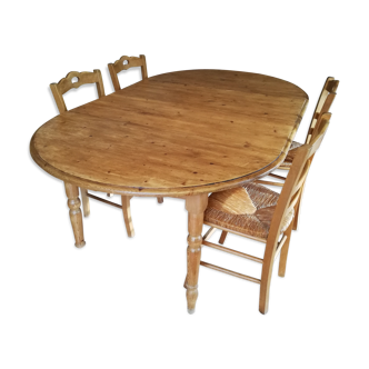 Table salle à manger en bois massif et 4 chaises