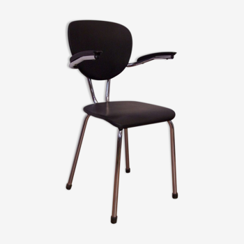 Tubax chair 50s chrome and imitation black leather