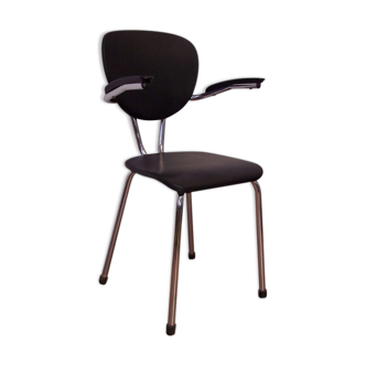 Tubax chair 50s chrome and imitation black leather