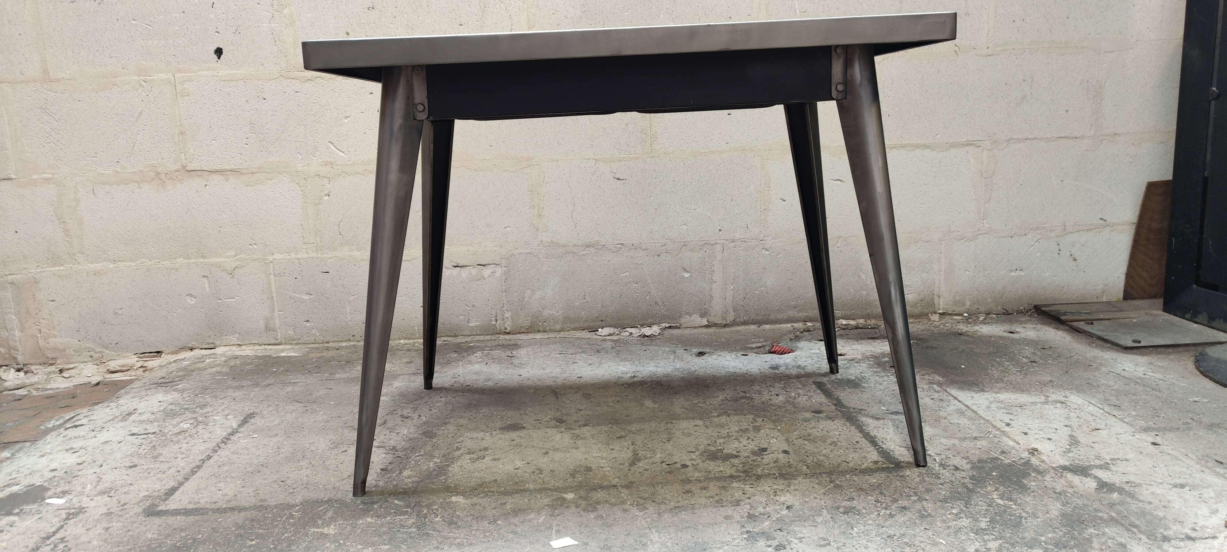 Antique large Tolix A table in brushed metal