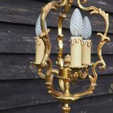 French Bronze Birdcage Chandelier: Louis XV Style 3-Branch Light