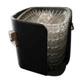 6 individual ashtrays in a leather case