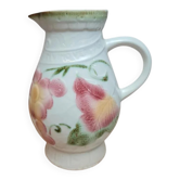 Pichet Sarreguemines barbotine floral decoration