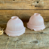 Suspension globe in pink opaline glass