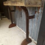 Wooden and cast iron workbench console