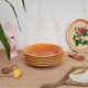 Set of 6 hollow plates Longchamp France mustard - vintage