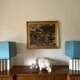 Hollywood regency set of 2 ceramic table Lamps, France 1970s