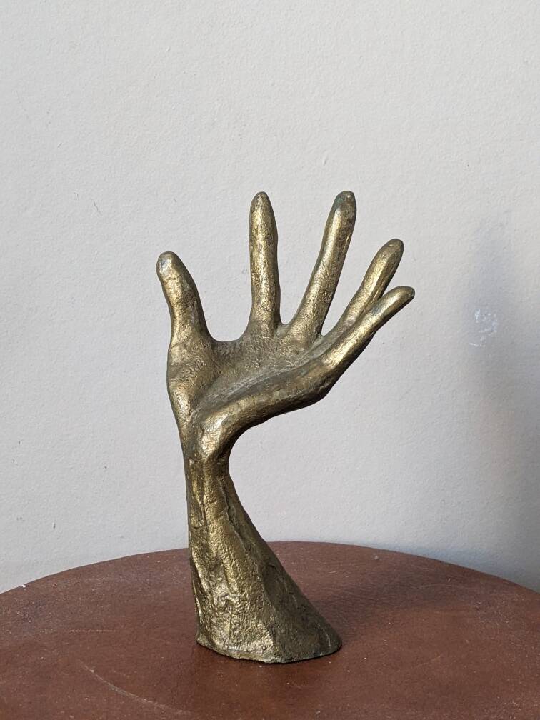 Vintage bronze hand sculpture ring sizer handcrafted decorative object