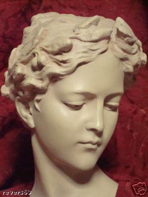 Bust woman art nouveau, patina terracotta beige light
