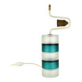 Lampe de table scandinave vintage moderniste bleu sarcelle et verre clair