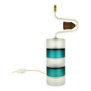 Scandinavian vintage modernist teal and clear glass table lamp