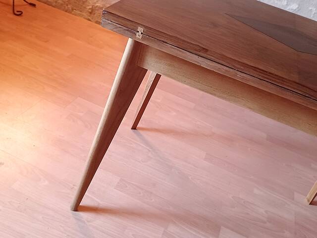 Vintage 60s style portfolio table with compass legs, renovated