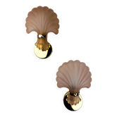 Pair of Art Deco shell wall sconces – amber glass, France 1970s