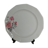 Old octogonal silver flower rose service dish