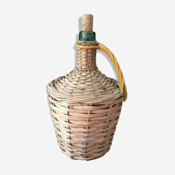 Dame-jeanne ancienne bouteille en osier vintage wicker demijohn