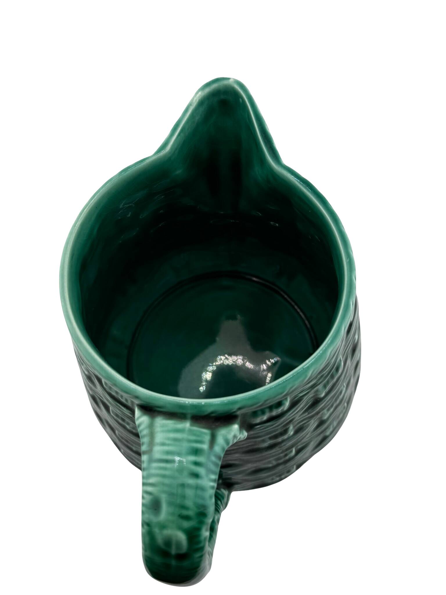 Vintage Pitcher Digoin & Sarreguemines France – Glazed Green Ceramic