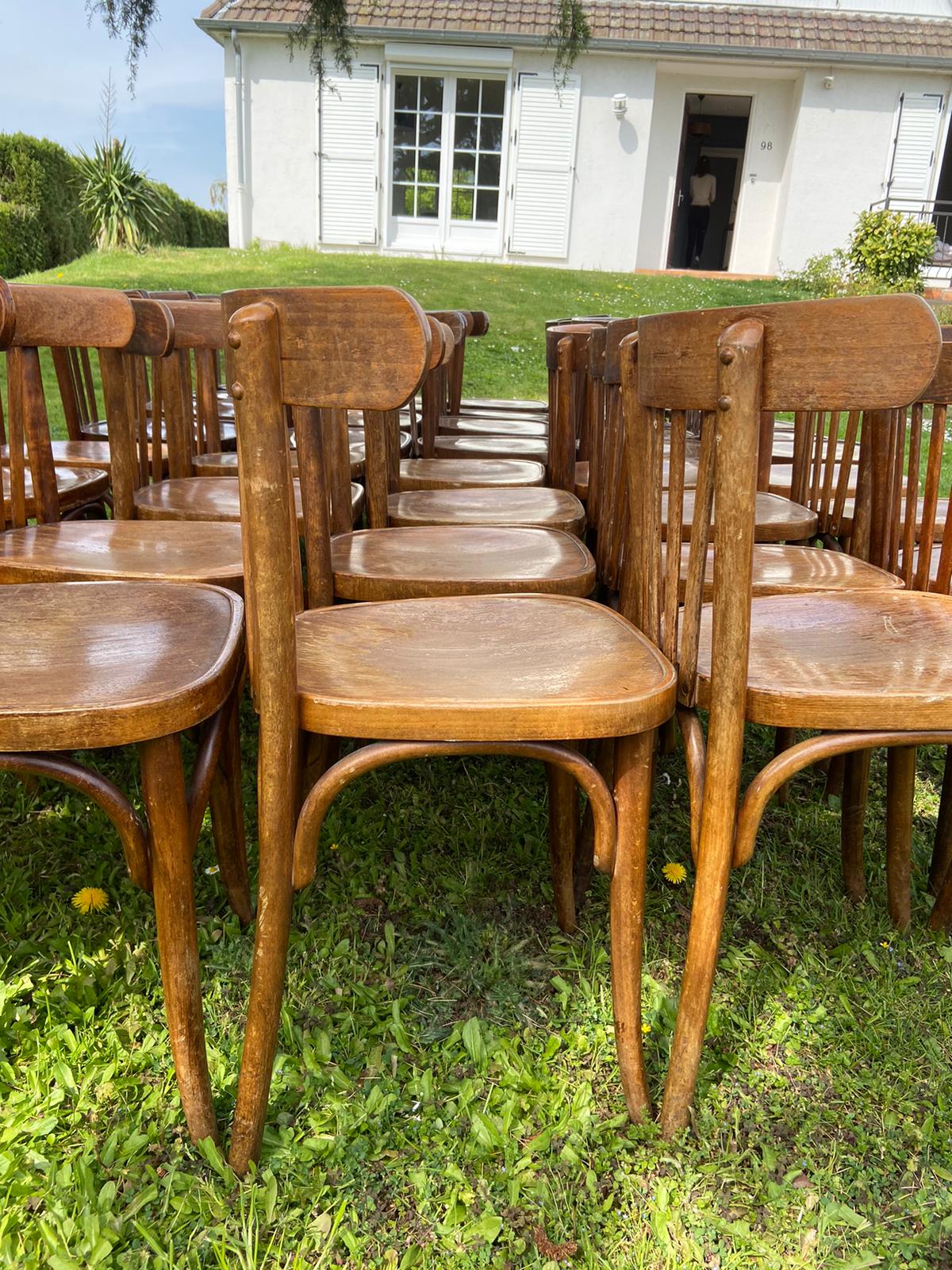 Lot of 40 wooden bistro chairs