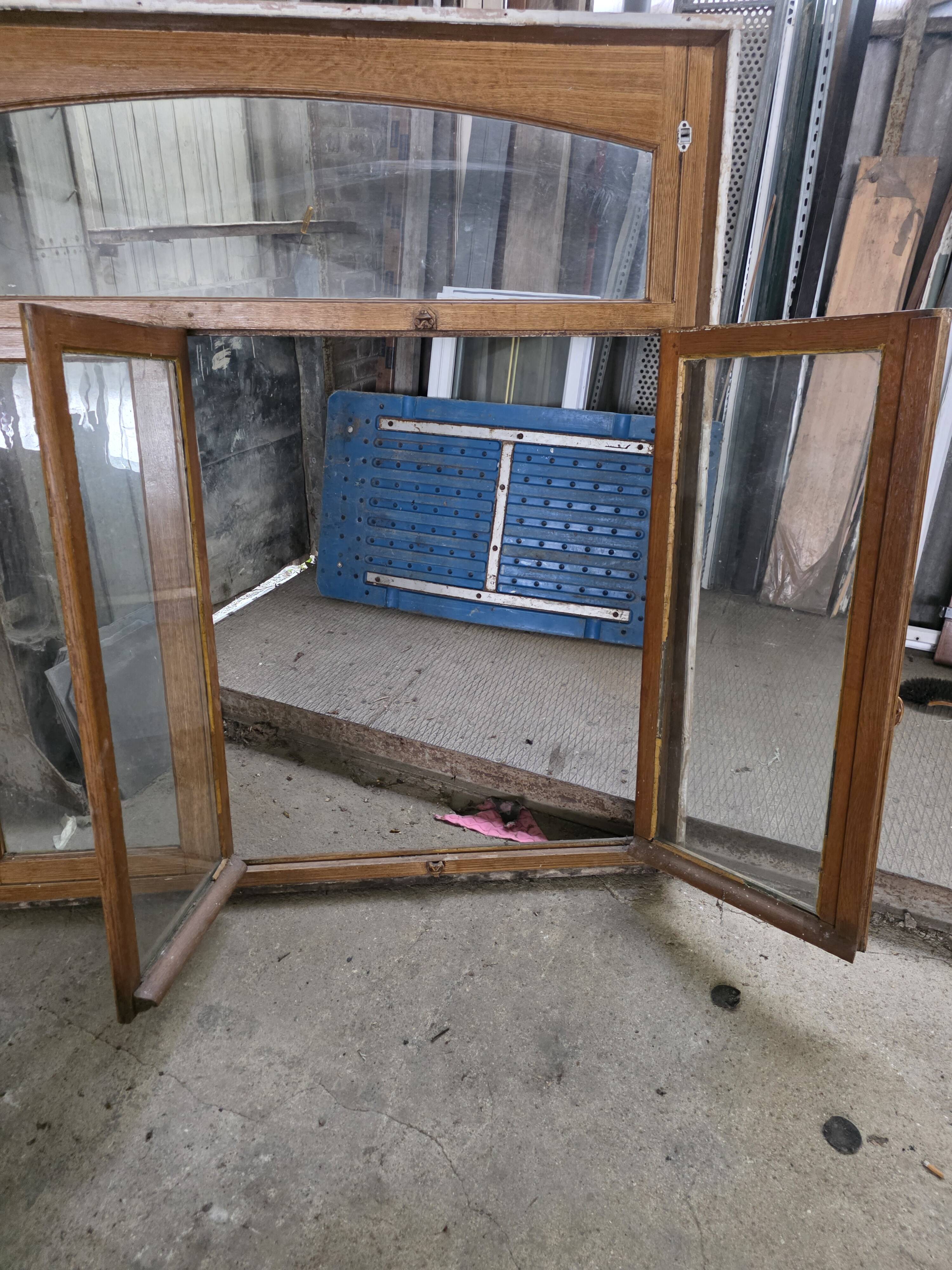 4 old solid oak windows from the early 20th century