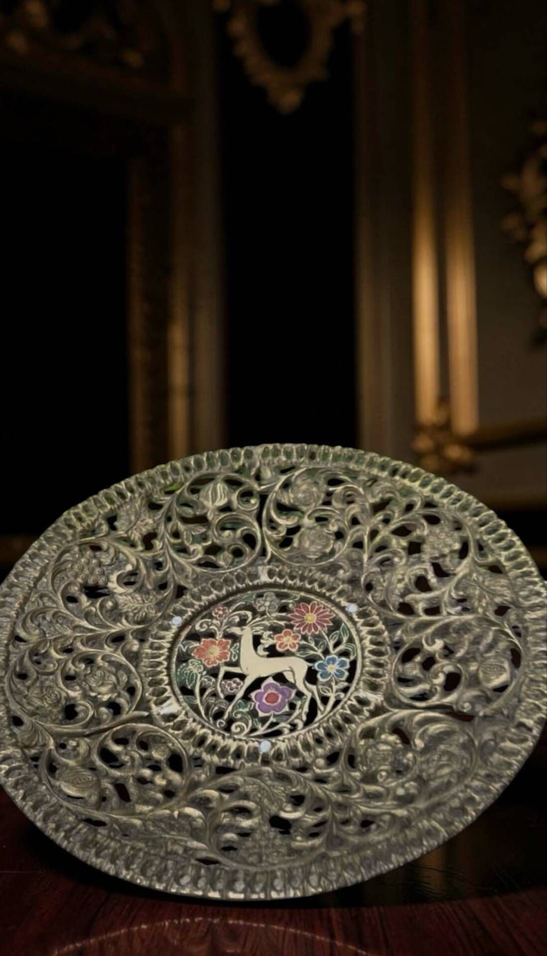 Vintage tamar coupe made in israel – openwork brass and enamel – decorative piece.