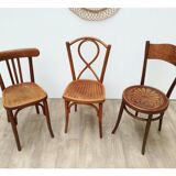 3 wooden bistro chairs