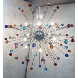 Lustre spoutnik en verre de murano multicolore
