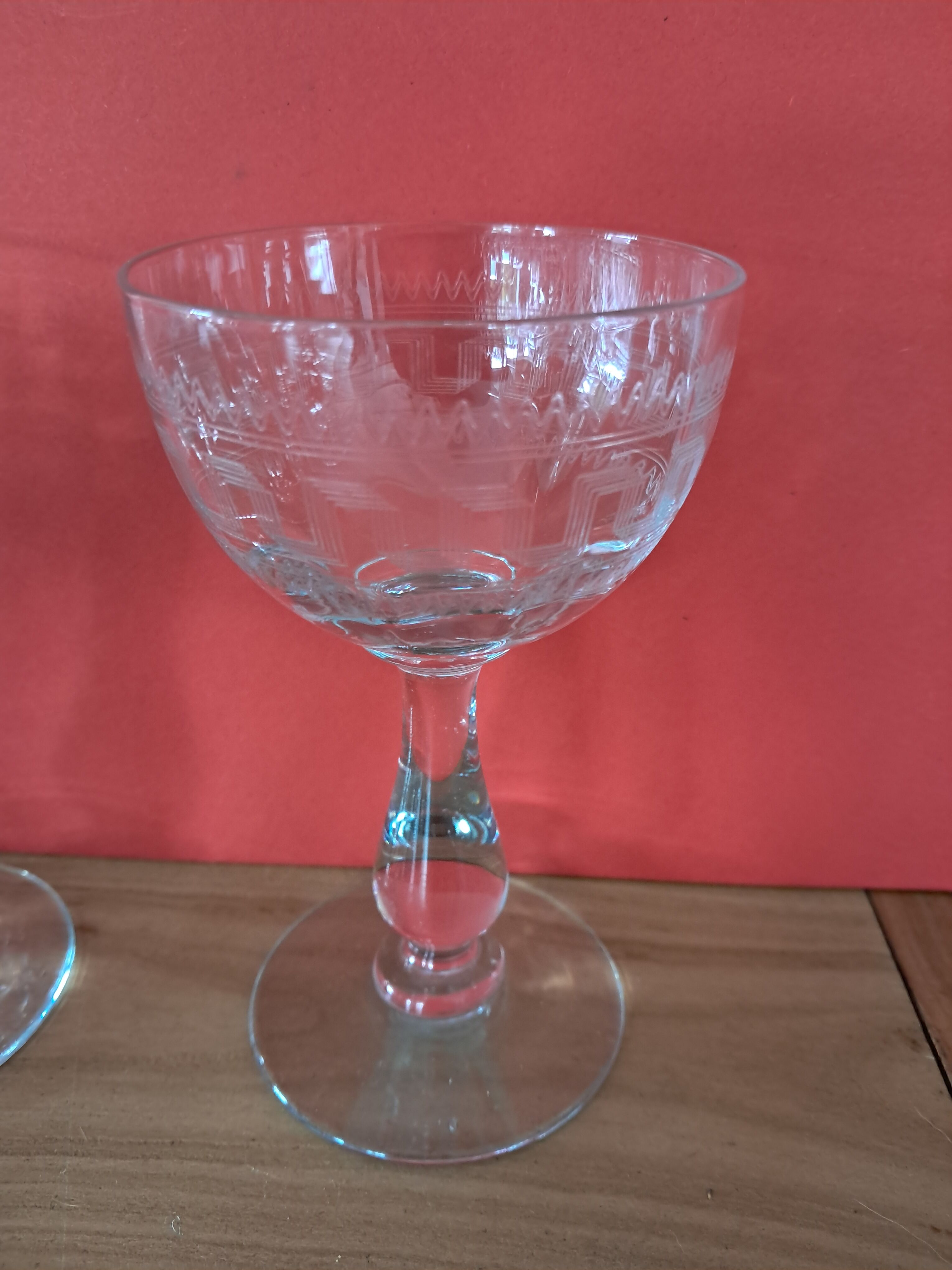 Wine guilloche glasses from the years 1900/1903.