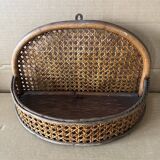Antique cane wall shelf