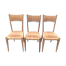 Trio chaises vintage paillées et bois