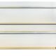 Brass and metal coffee table with two glass tops.