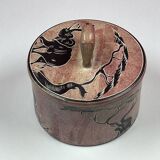 Soapstone box, trinket dish, candy dish with elephant decoration, 9.5 x 9 cm