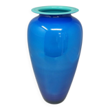 1960s luxury handcrafted blue vase in Murano glass by Ca Dei Vetrai. Made in Italy