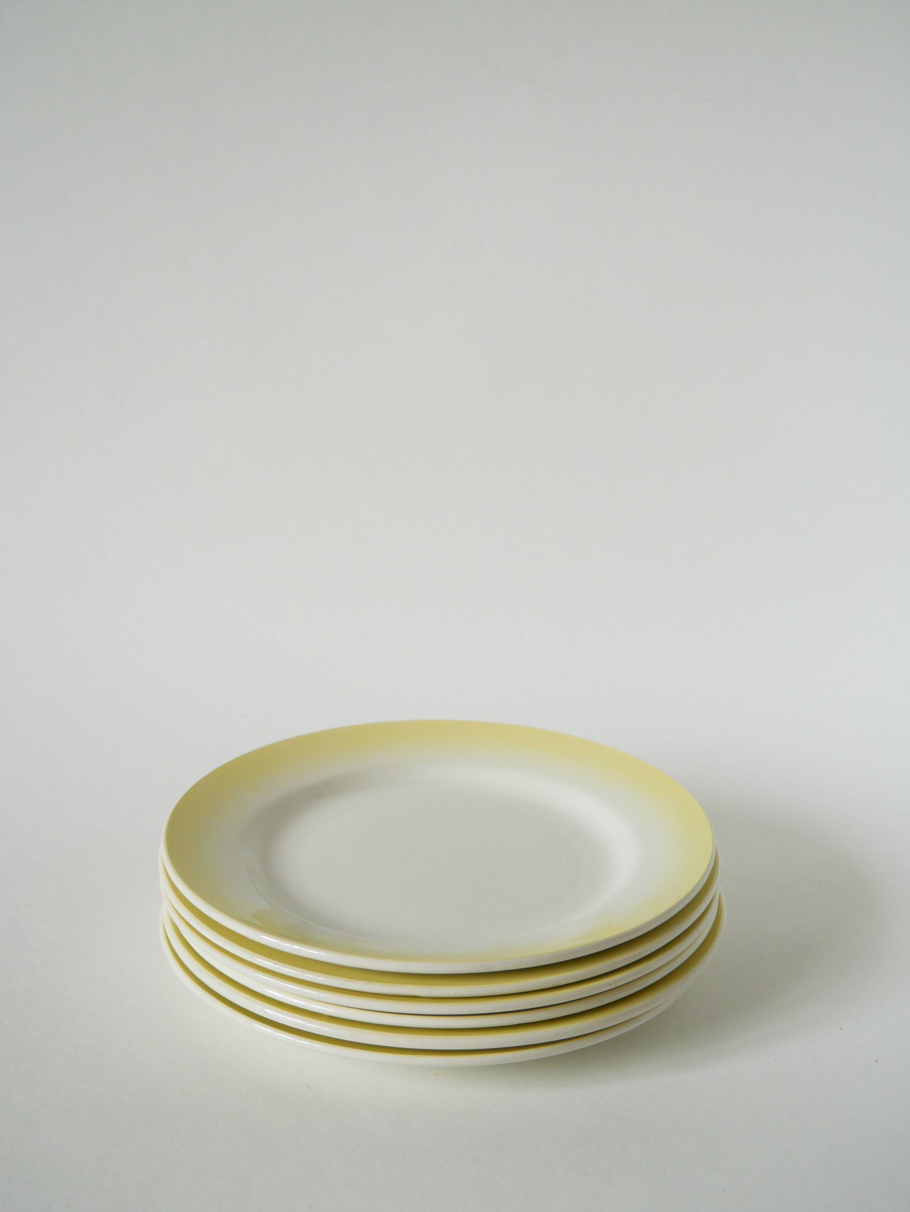 Set of 6 Tie & Dye yellow dessert plates, 1960