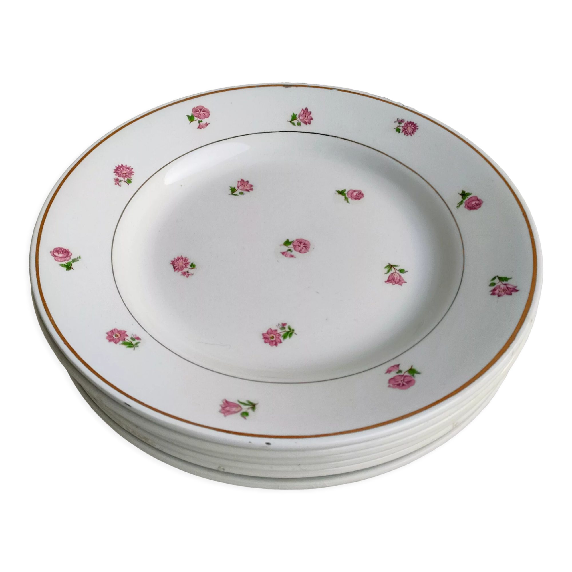 Lot 6 plates dessert porcelain Moulin des Loups