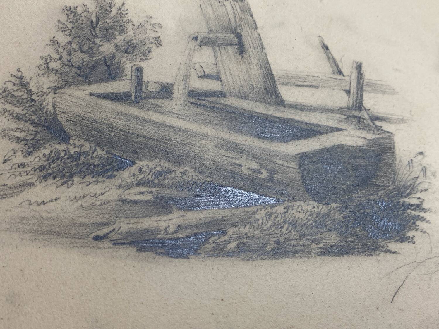 Dessin d’étude original à la mine de plomb signé daté 1844