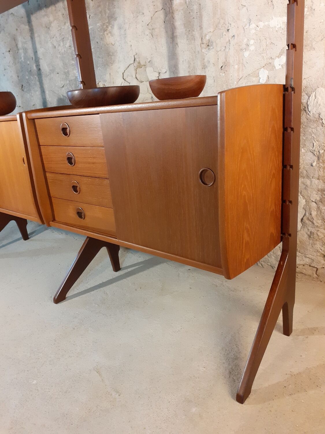 Self-supporting teak shelves ergo, vintage scandinavian 1960s