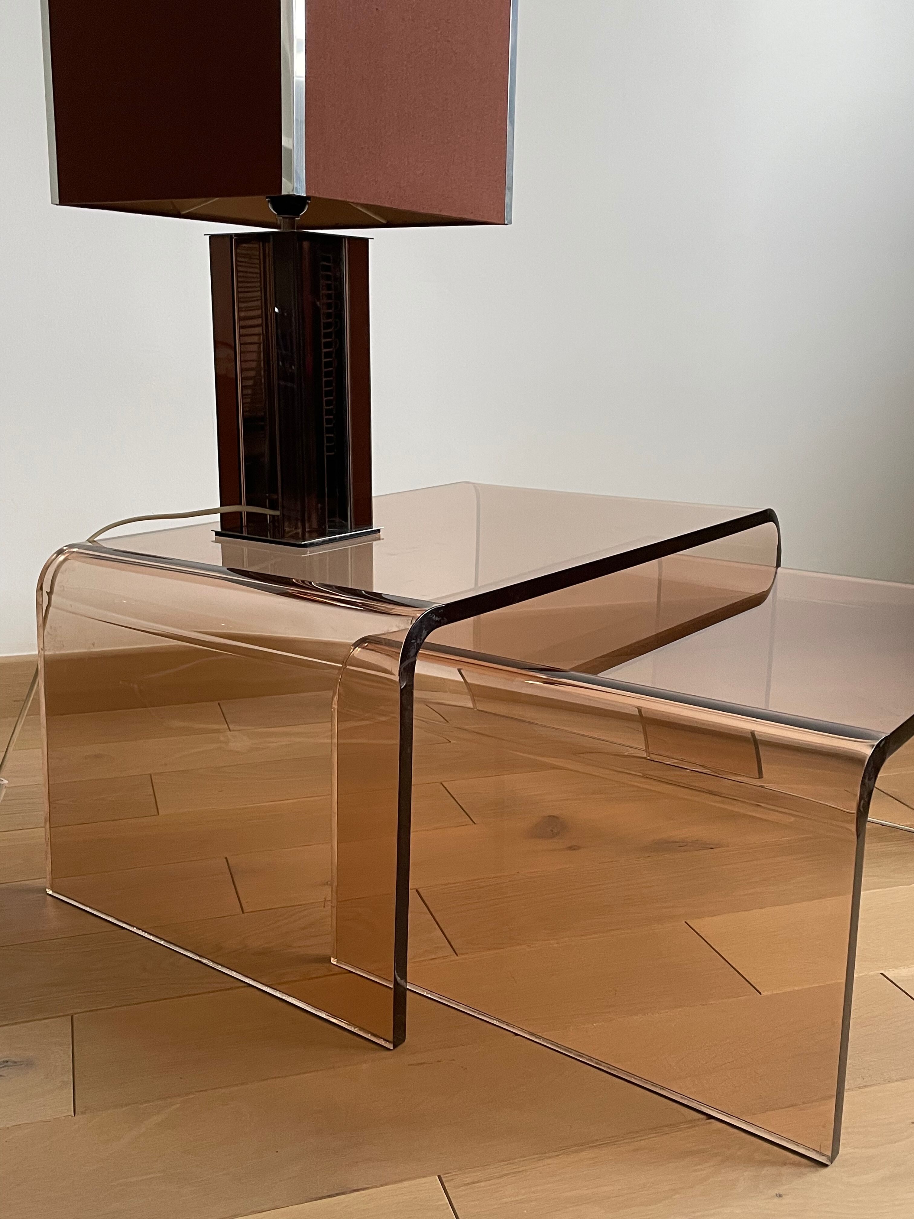 2 altuglas smoked nesting coffee table, 1970s