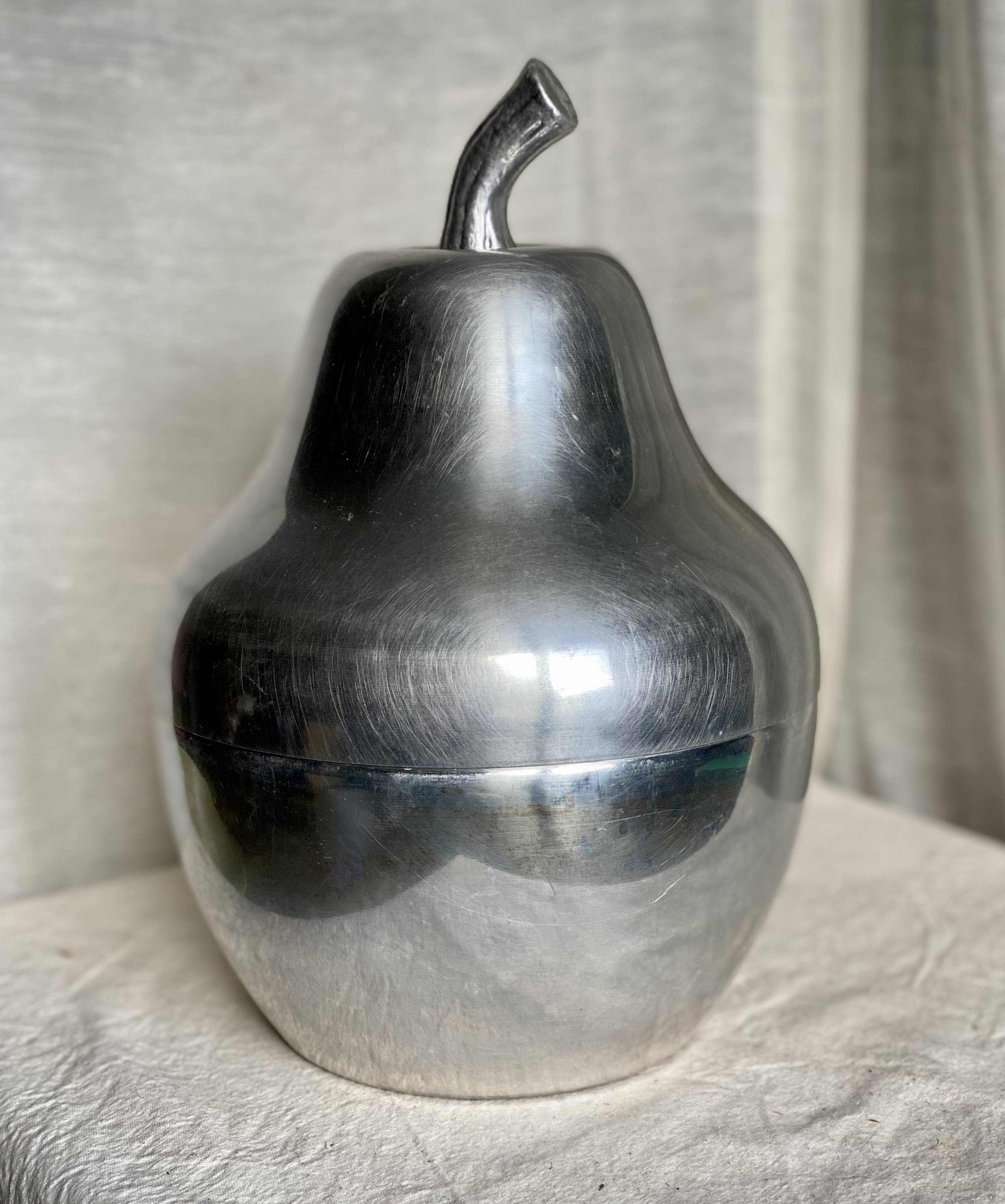 Vintage 1970s Pear Shaped Aluminum Ice Bucket