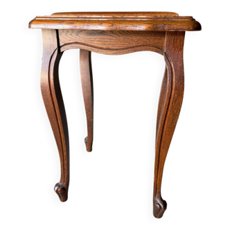 Wooden stool / stool with mustard velvet